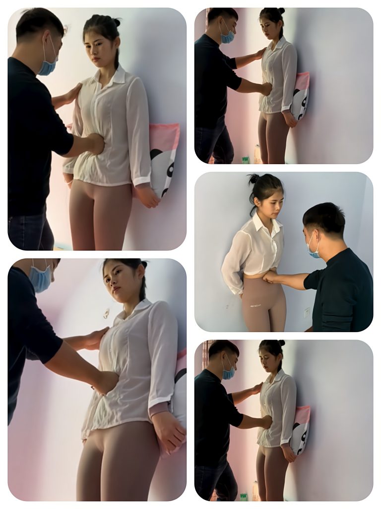 国产衬衫粉红瑜伽裤小腹重击