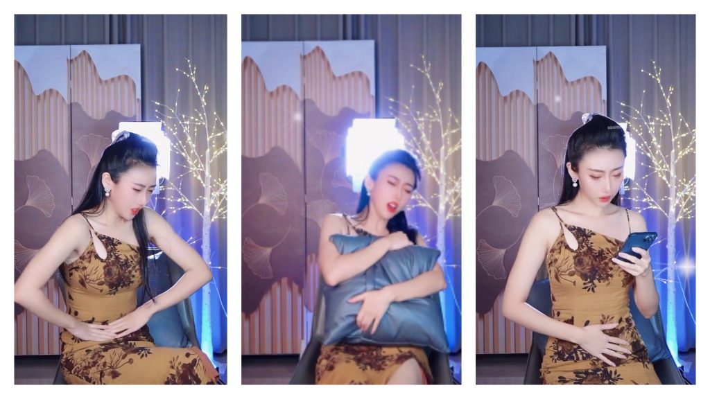 旗袍女主播腹痛