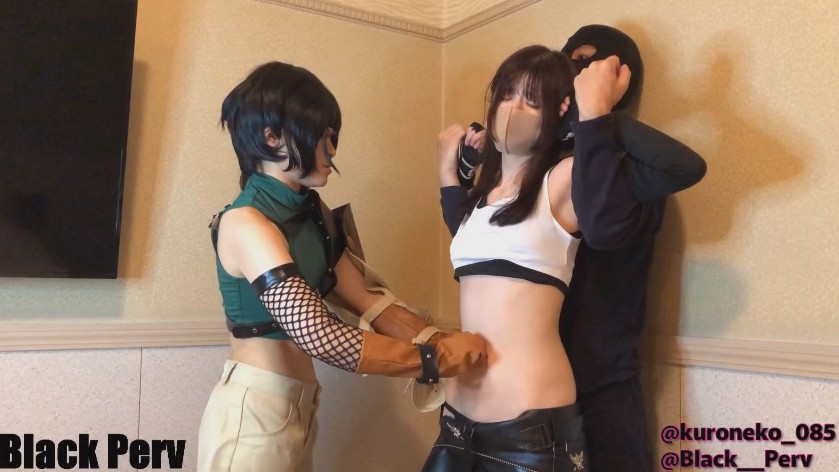 Black perv洛丽塔皮裤被架打