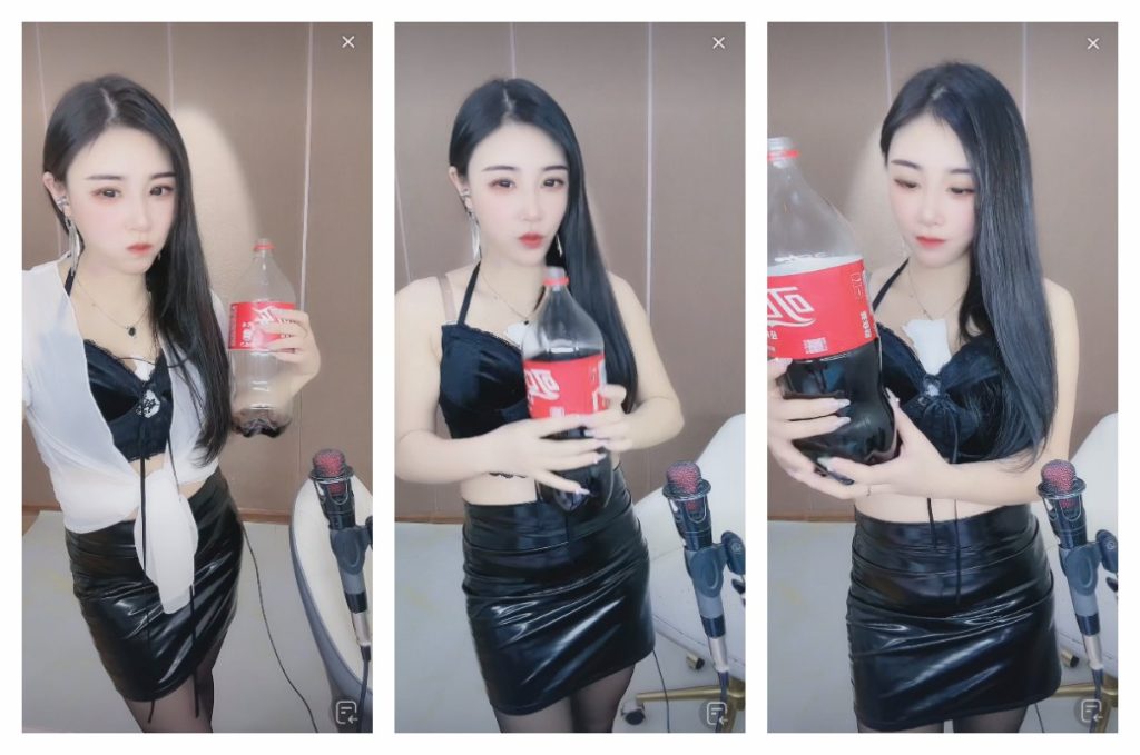 刷礼物喝1.5L可乐撑大肚子