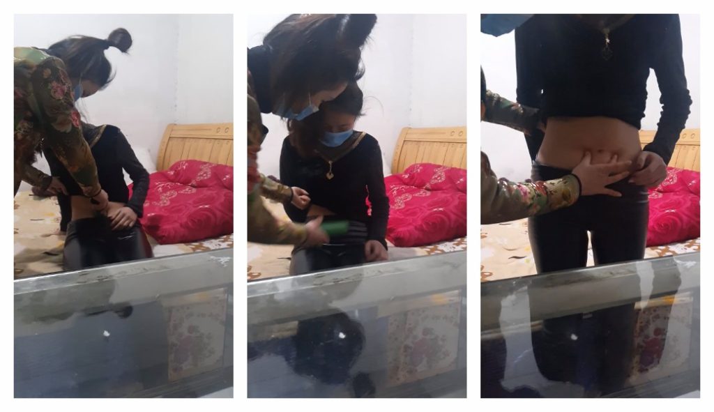 皮裤女同好被酒瓶砸腹