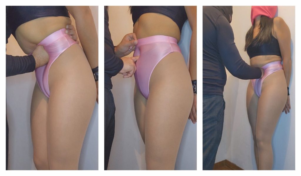 欧美重击薄丝粉色紧身内衣女友