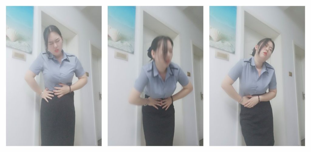 女职员自拍腹痛