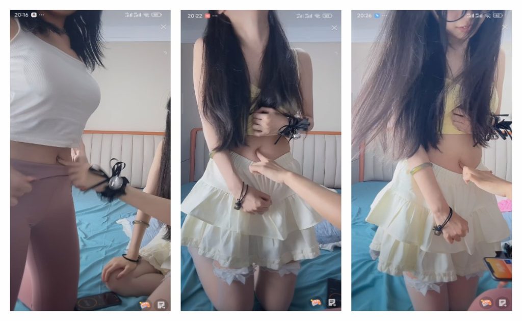 姐妹主播互扣肚脐