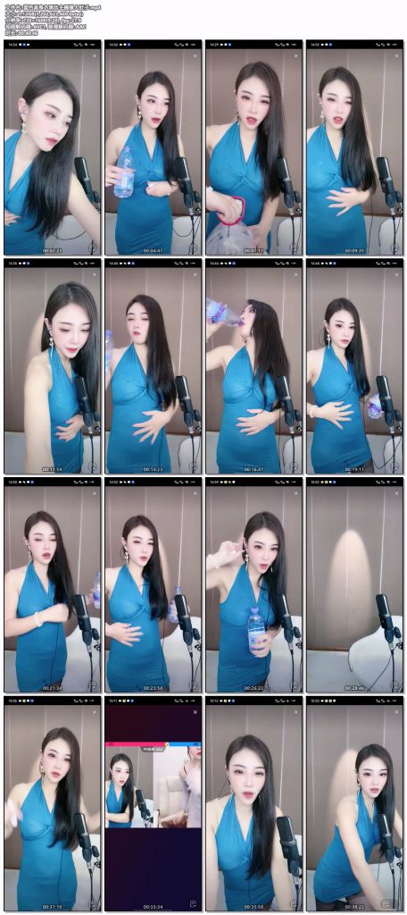 蓝色紧身衣黑丝主播撑大肚子