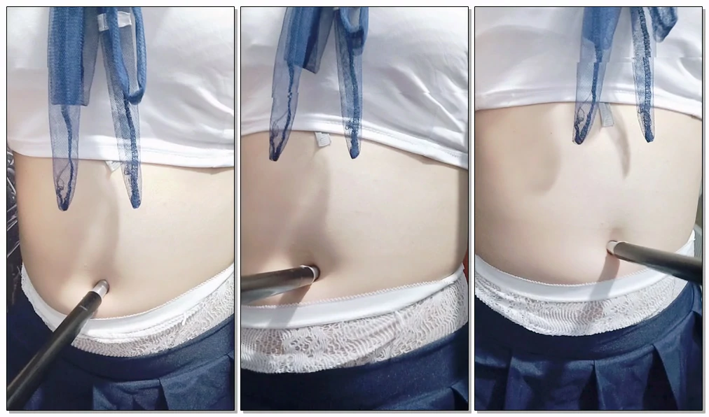 隔着白丝捅肚脐