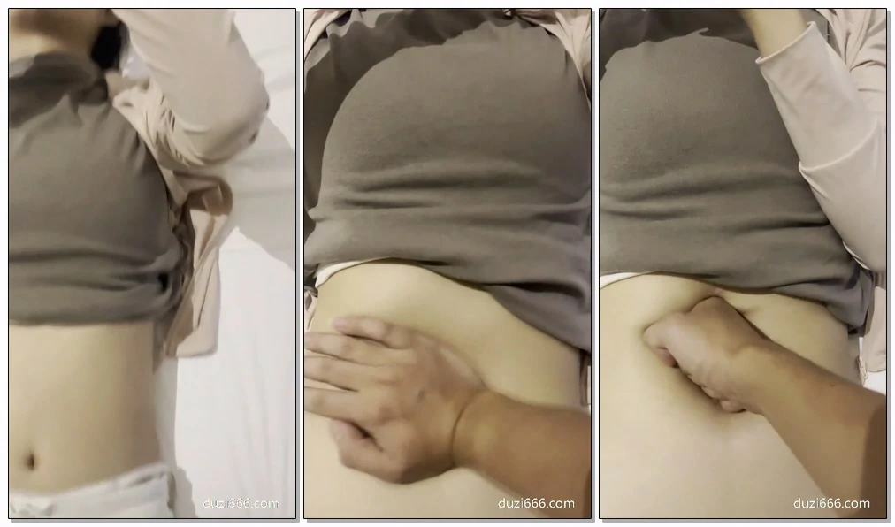 中国女同好喝水按压腹部实践