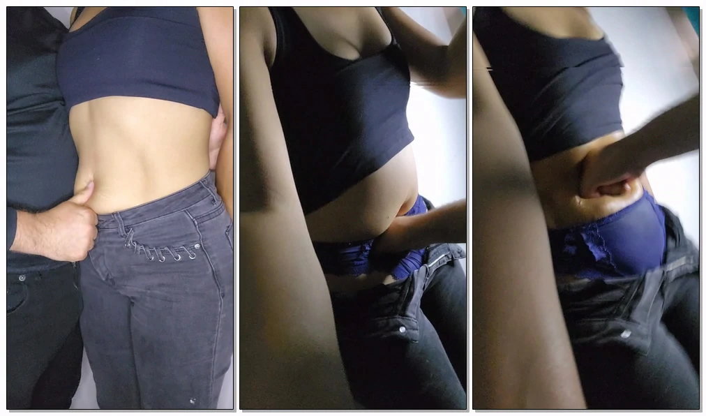 欧美重打牛仔裤女友小腹