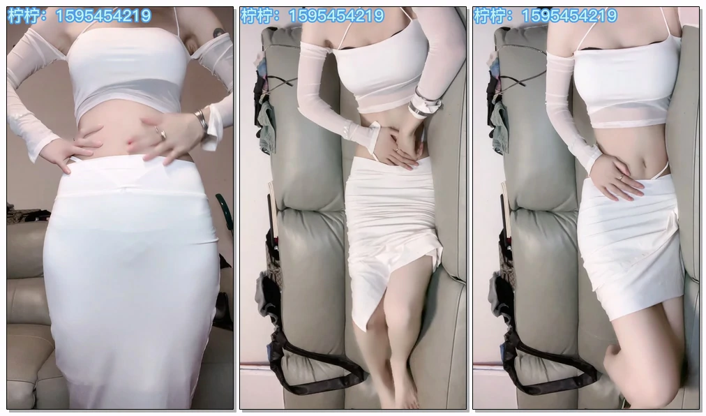 【柠柠定制】白色紧身露脐礼服被大闹细长肚子