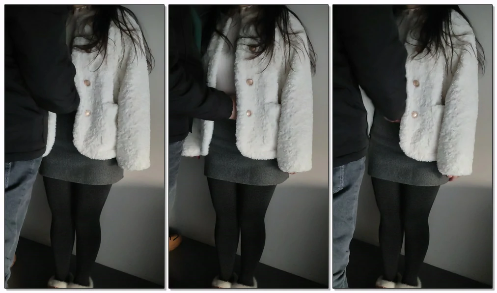 厚黑打底裤被打腹体验