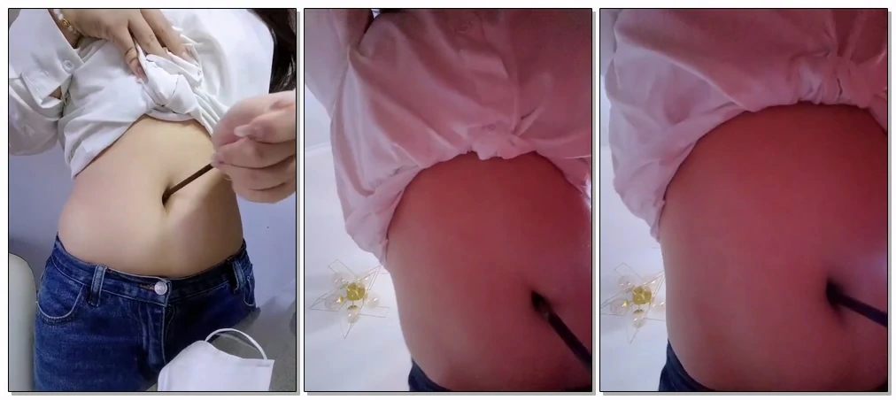 中国女同好趴捅肚脐