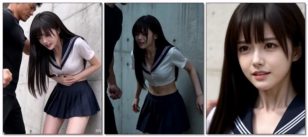 AI大熊女学生JK服装被打吐