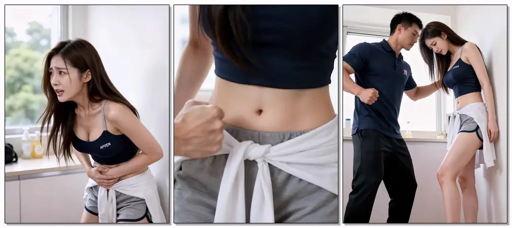 中国AI虐腹健身房 教练虐女学员